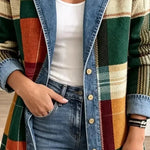 Lidia | Chaqueta vaquera de cuadros con estampado artístico