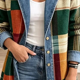 Lidia | Chaqueta vaquera de cuadros con estampado artístico