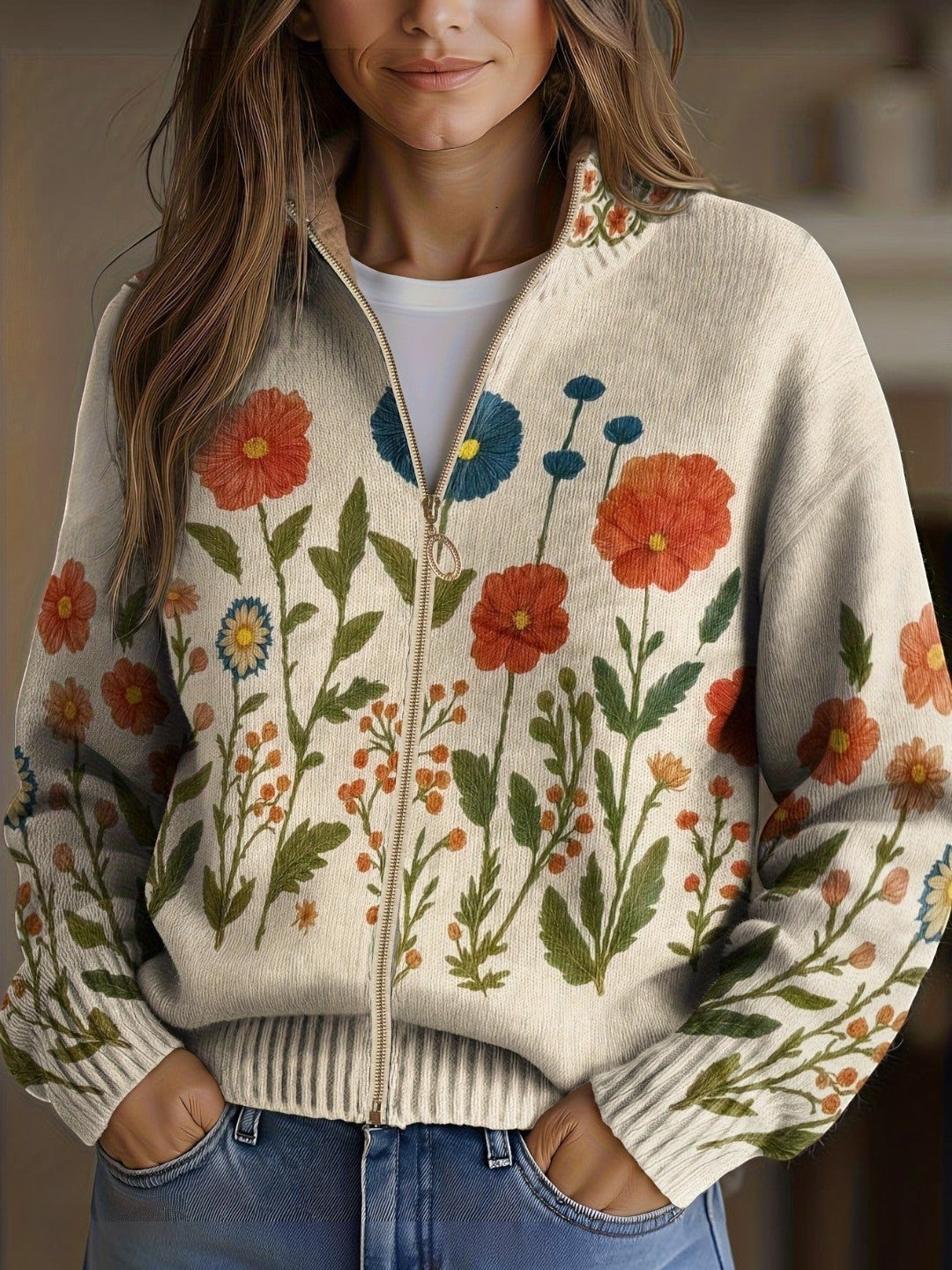 Liliana | Cárdigan con estampado de flores silvestres