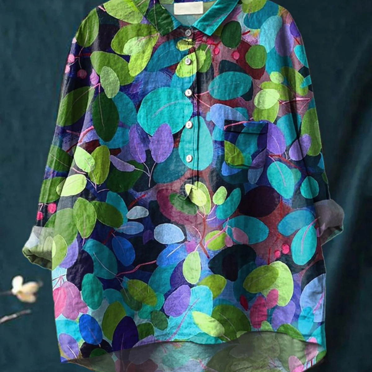 Loreto | Blusa amplia de mujer con estampado artístico de bosque