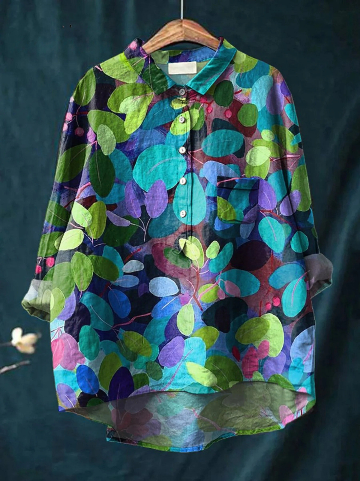 Loreto | Blusa amplia de mujer con estampado artístico de bosque