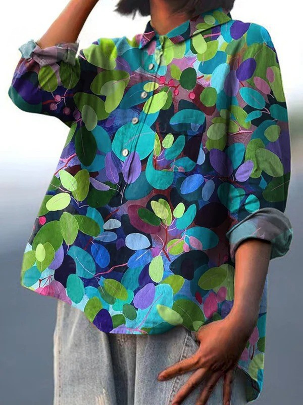 Loreto | Blusa amplia de mujer con estampado artístico de bosque