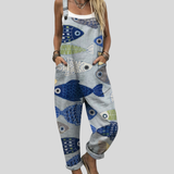Lucila | Peto azul con estampado de peces