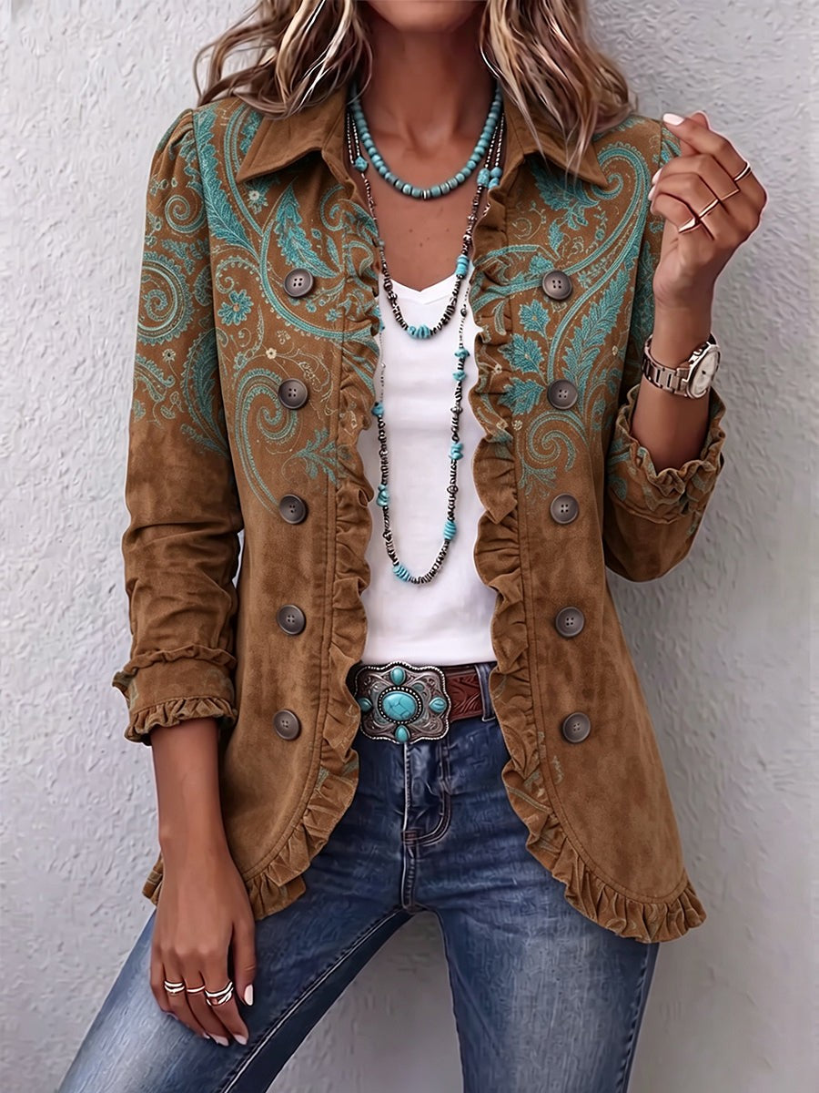 Lucrecia | Chaqueta con estampado de cachemira (paisley) y volantes