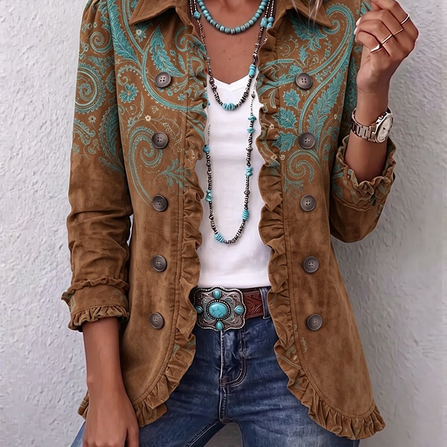 Lucrecia | Chaqueta con estampado de cachemira (paisley) y volantes