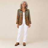 Lucrecia | Chaqueta con estampado de cachemira (paisley) y volantes, vista de frente
