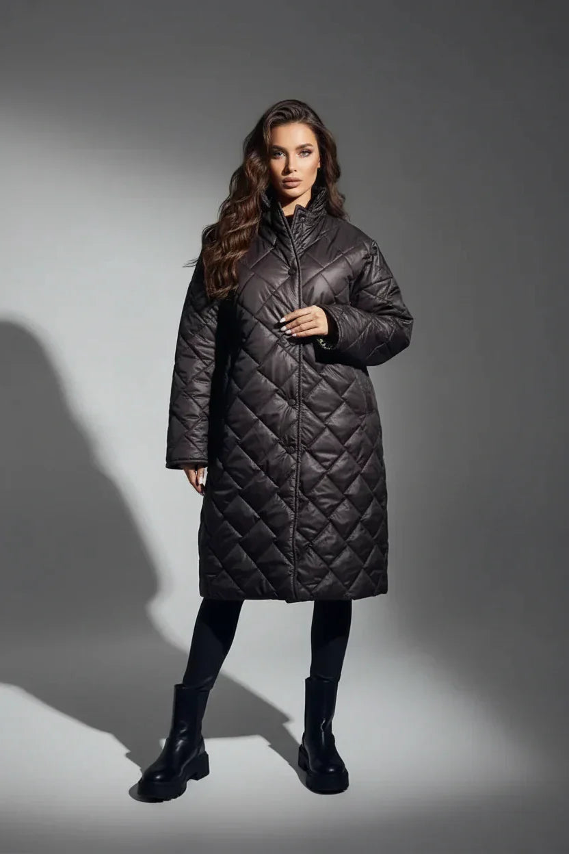 Ludovica | Abrigo acolchado premium con forro de estampado de leopardo