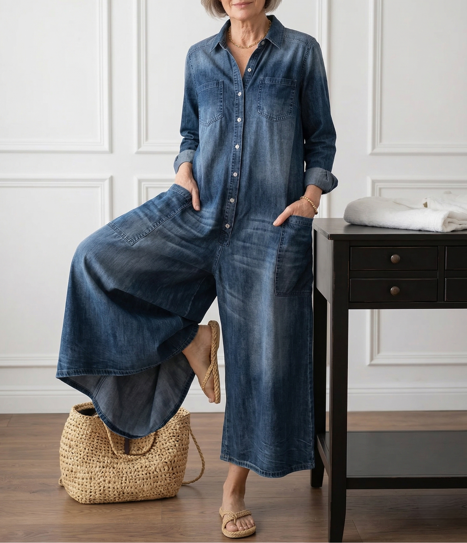 Ludovica | Mono de algodón efecto denim