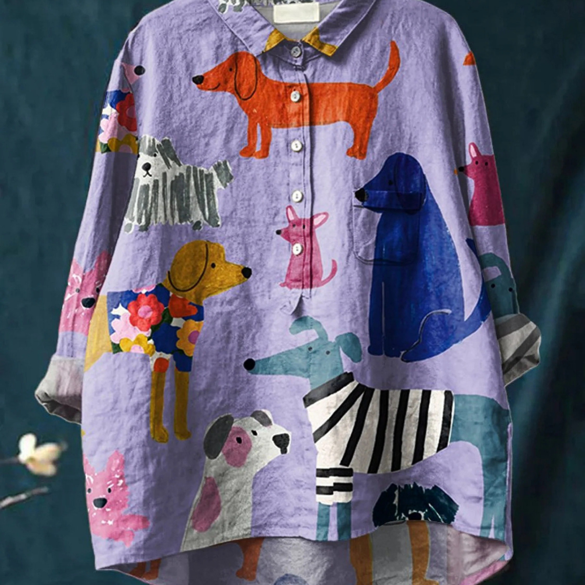 Mafalda | Blusa amplia con estampado de perros