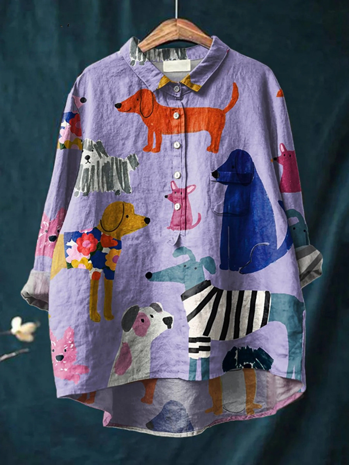 Mafalda | Blusa amplia con estampado de perros