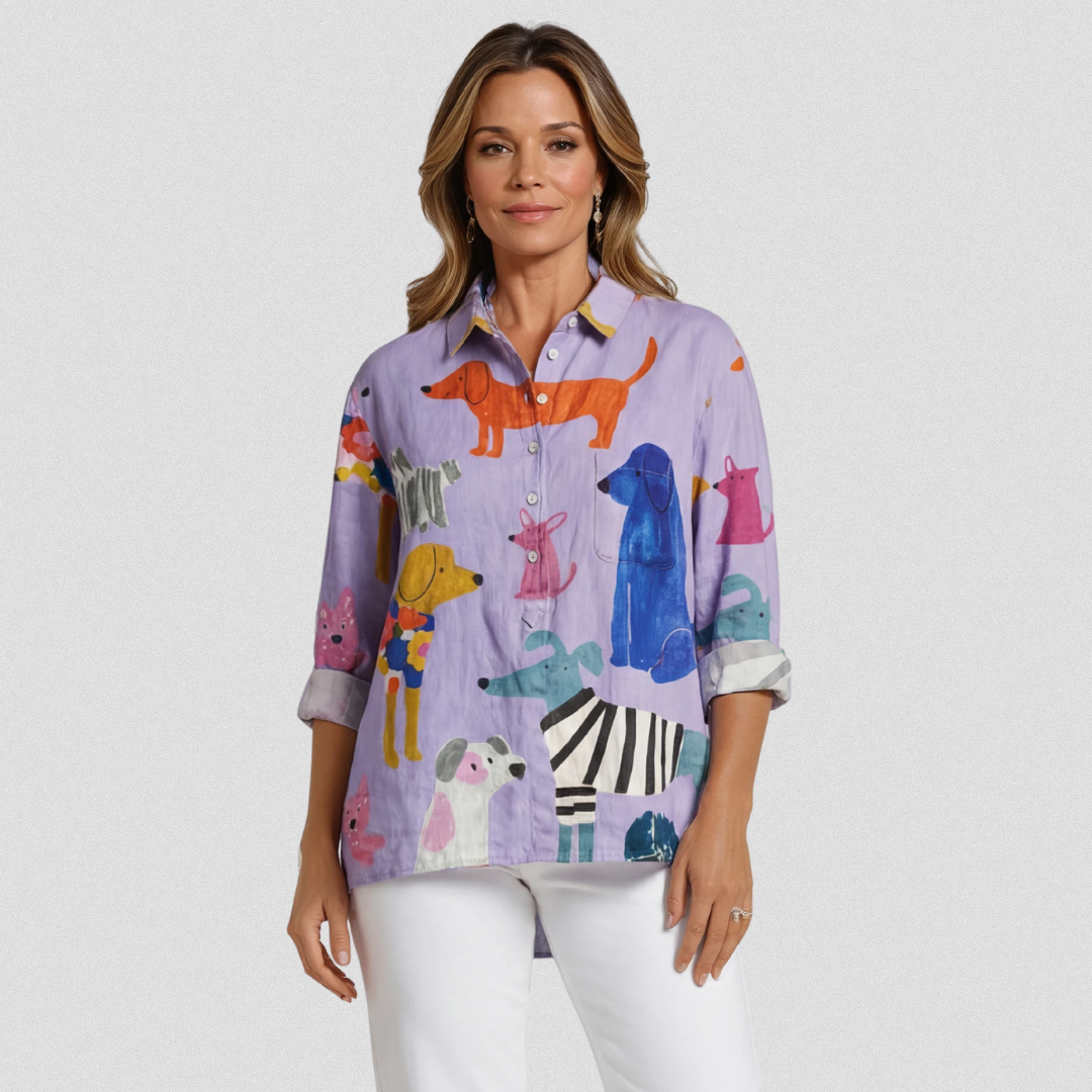 Mafalda | Blusa amplia con estampado de perros