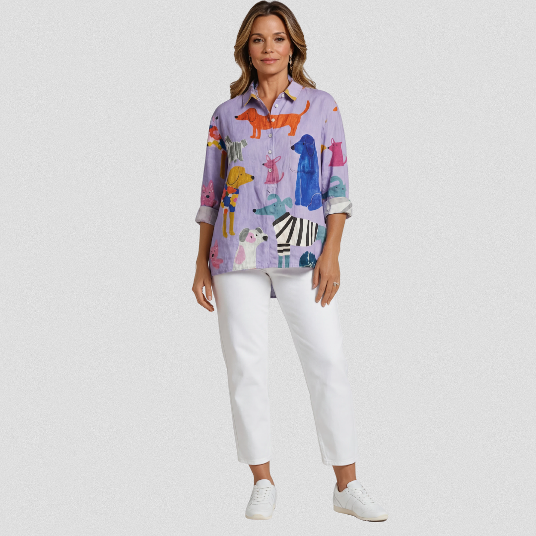 Mafalda | Blusa amplia con estampado de perros