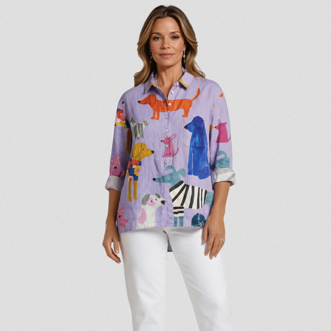 Mafalda | Blusa amplia con estampado de perros