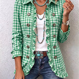 Magdalena | Chaqueta con botones y volantes de cuadros vichy