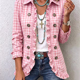 Magdalena | Chaqueta con botones y volantes de cuadros vichy