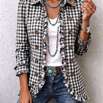 Magdalena | Chaqueta con botones y volantes de cuadros vichy