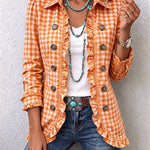 Magdalena | Chaqueta con botones y volantes de cuadros vichy