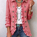 Magdalena | Chaqueta con botones y volantes de cuadros vichy