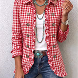 Magdalena | Chaqueta con botones y volantes de cuadros vichy