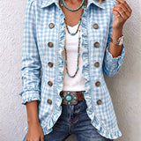 Magdalena | Chaqueta con botones y volantes de cuadros vichy