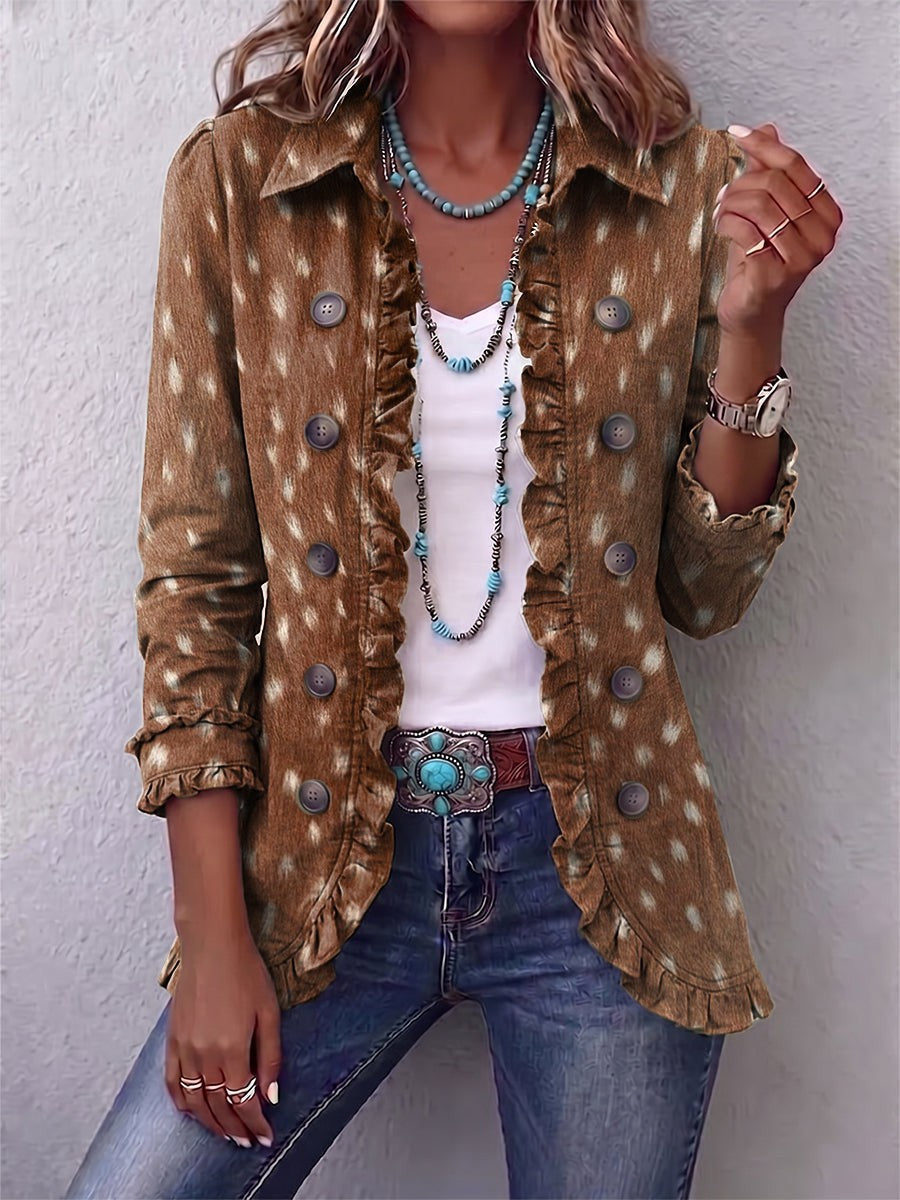 Marcelina | Chaqueta bohemia con volantes y estampado animal