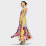 Marina | Vestido largo con vibrante estampado ikat