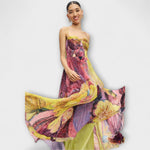 Marina | Vestido largo con vibrante estampado ikat