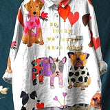 Mariola | Blusa fantasía con estampado de corazones y animales