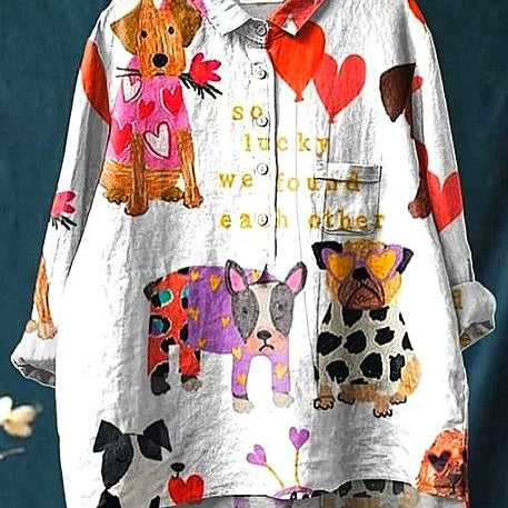 Mariola | Blusa fantasía con estampado de corazones y animales