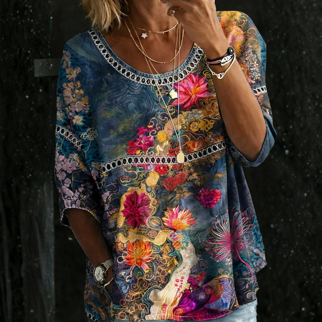 Mariola | Blusa vaquera de flores vintage