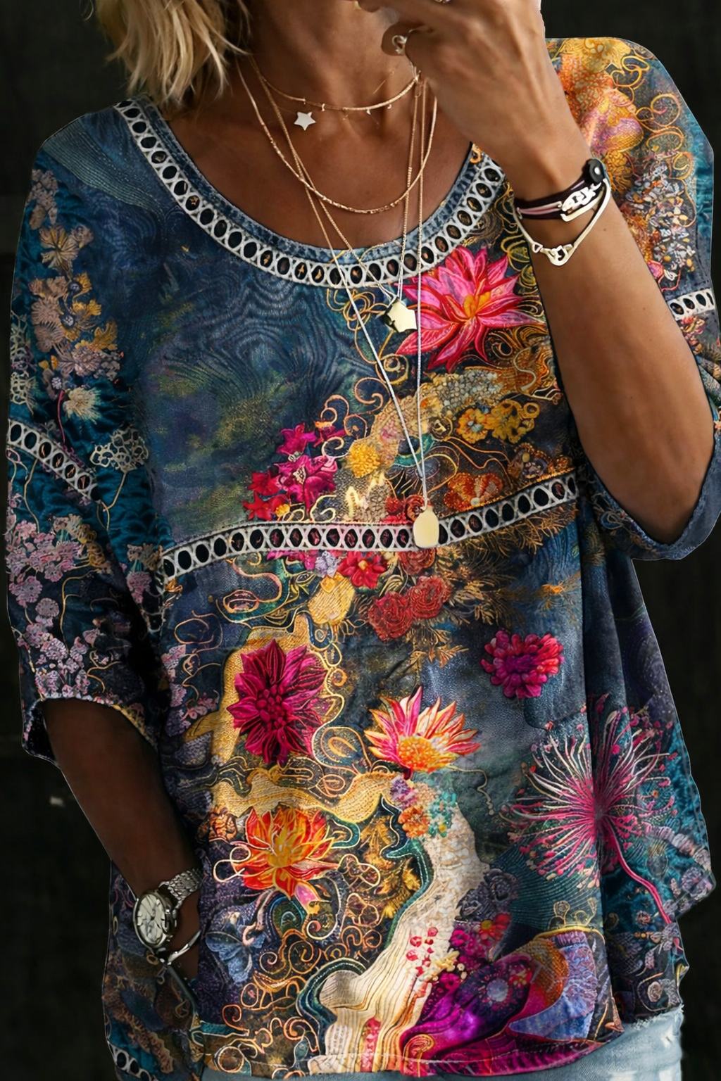 Mariola | Blusa vaquera de flores vintage