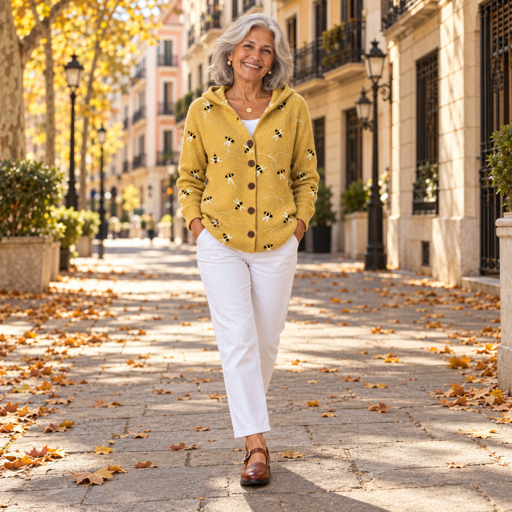Marisol | Cárdigan de punto cómodo con capucha, en la calle