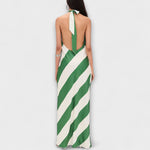 Martirio | Vestido largo de rayas con espalda descubierta y cuello halter