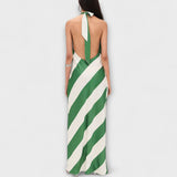Martirio | Vestido largo de rayas con espalda descubierta y cuello halter