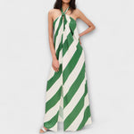 Martirio | Vestido largo de rayas con espalda descubierta y cuello halter