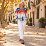 Matilde | Jersey navideño con motivo de abetos, en la calle