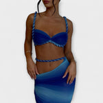 Melania | Conjunto de crop top trenzado degradado y falda superpuesta