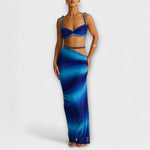 Melania | Conjunto de crop top trenzado degradado y falda superpuesta