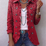 Mencía | Chaqueta bohemia con volantes y estampado de cachemira (paisley) degradado