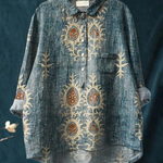 Milagros | Blusa informal de mujer con estampado floral vintage étnico