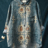 Milagros | Blusa informal de mujer con estampado floral vintage étnico