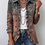 Mirella | Chaqueta vintage con volantes y estampado degradado texturizado