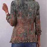 Mirella | Chaqueta vintage con volantes y estampado degradado texturizado