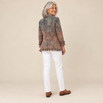 Mirella | Chaqueta vintage con volantes y estampado degradado texturizado, vista de espaldas