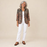 Mirella | Chaqueta vintage con volantes y estampado degradado texturizado, vista de frente
