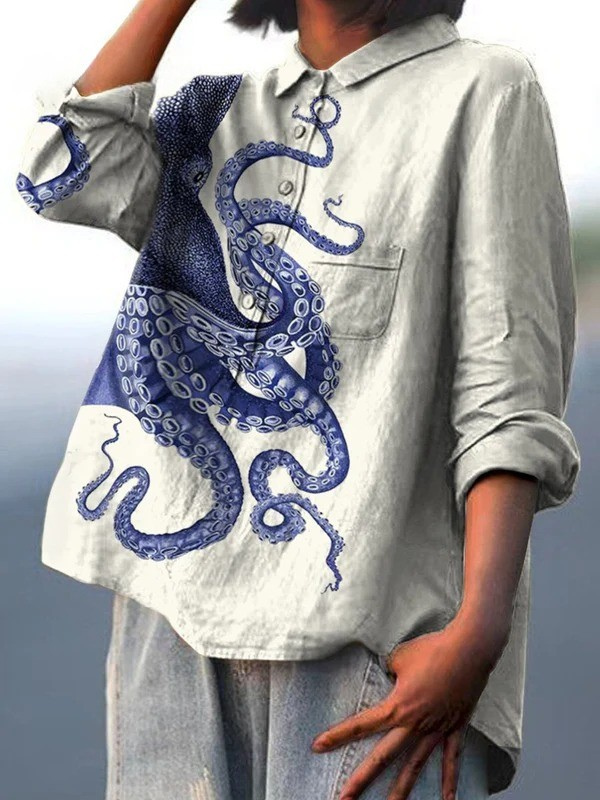 Mónica | Blusa informal con estampado de tentáculos de pulpo