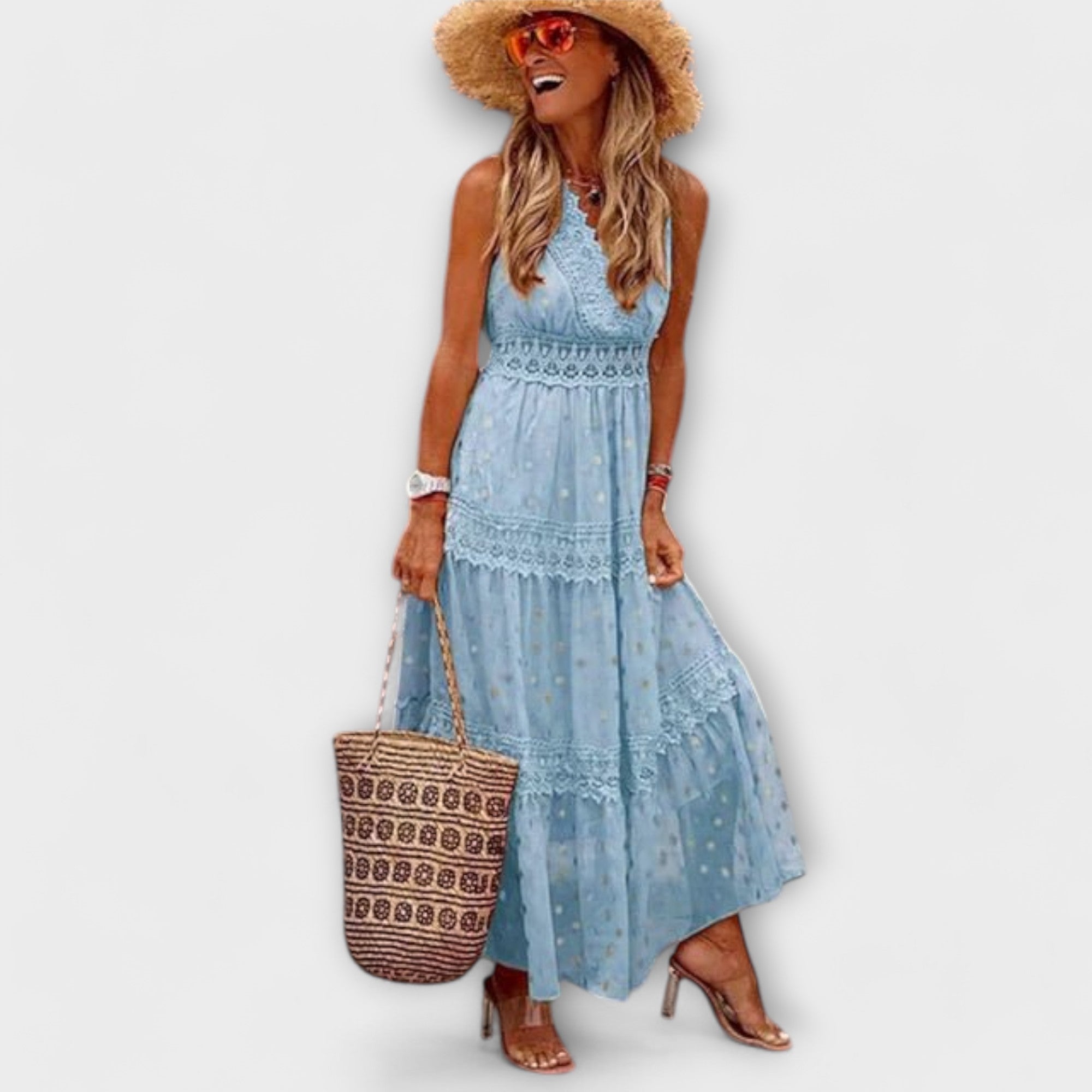 Mónica | Vestido largo bohemio de encaje