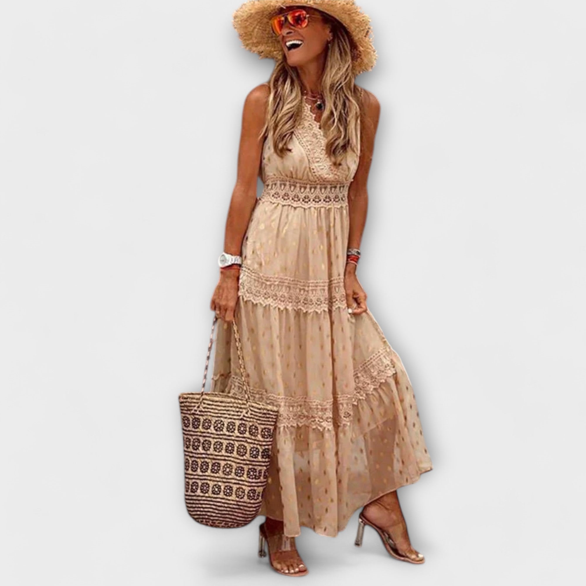 Mónica | Vestido largo bohemio de encaje