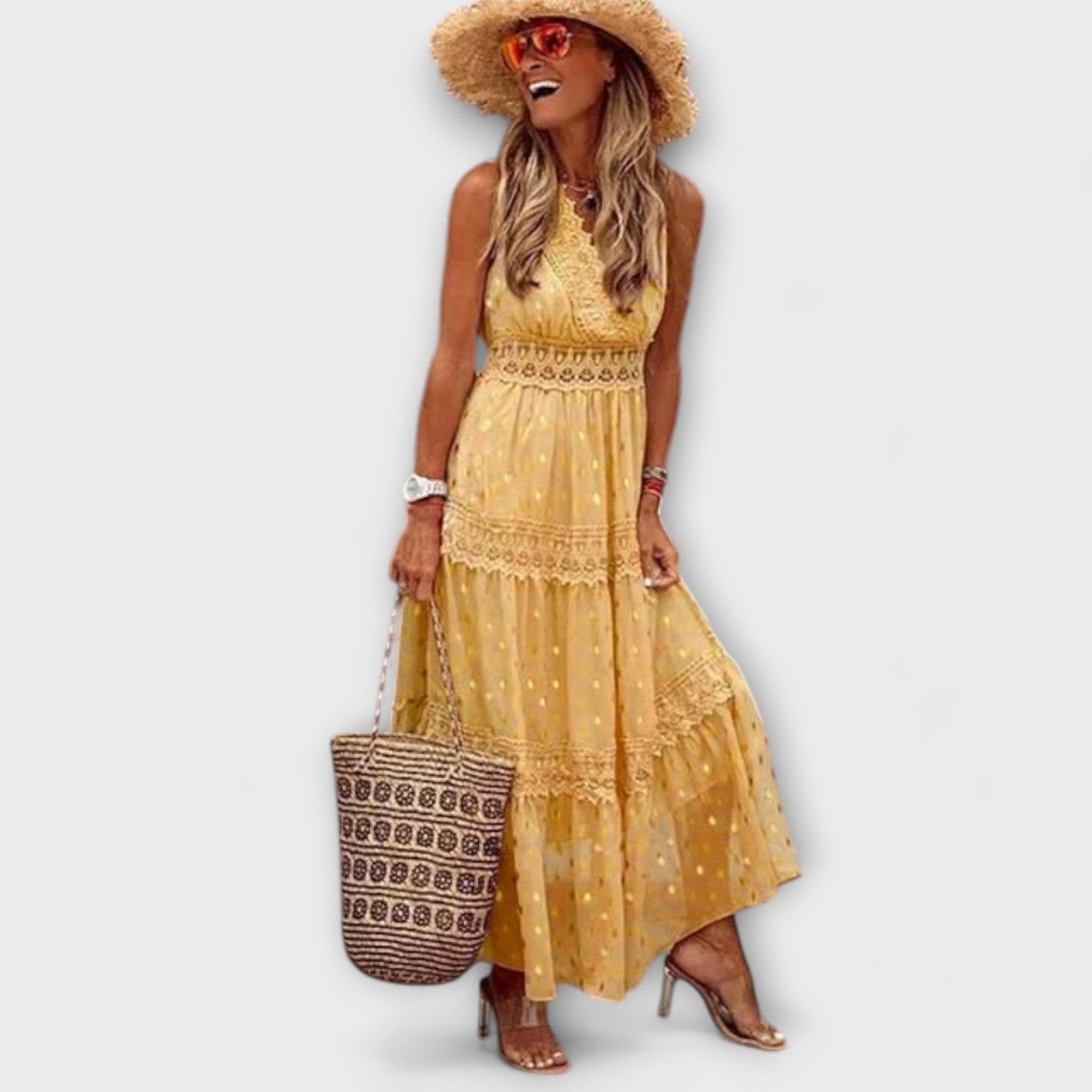 Mónica | Vestido largo bohemio de encaje