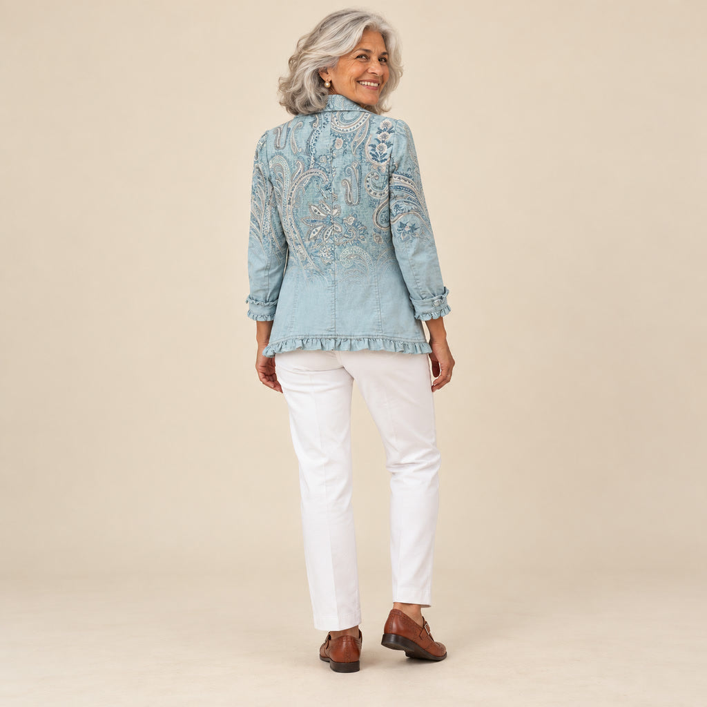 Nahia | Chaqueta vintage con volantes de cachemira (paisley), vista de espaldas